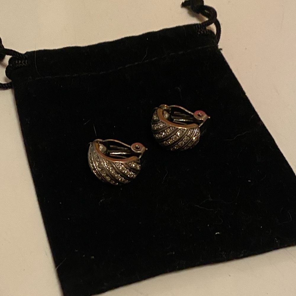 Silver CZ clipon earrings